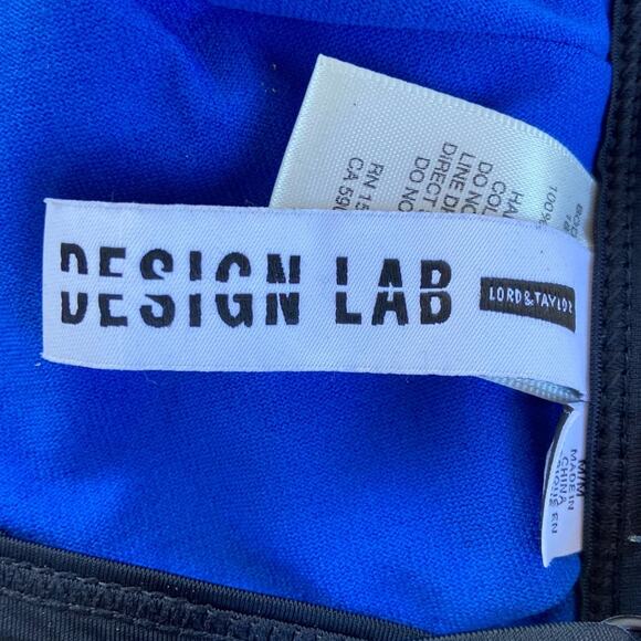 Design Lab Lord & Taylor Blue & Black Triangle Bikini Top Size Medium - Picture 4 of 7